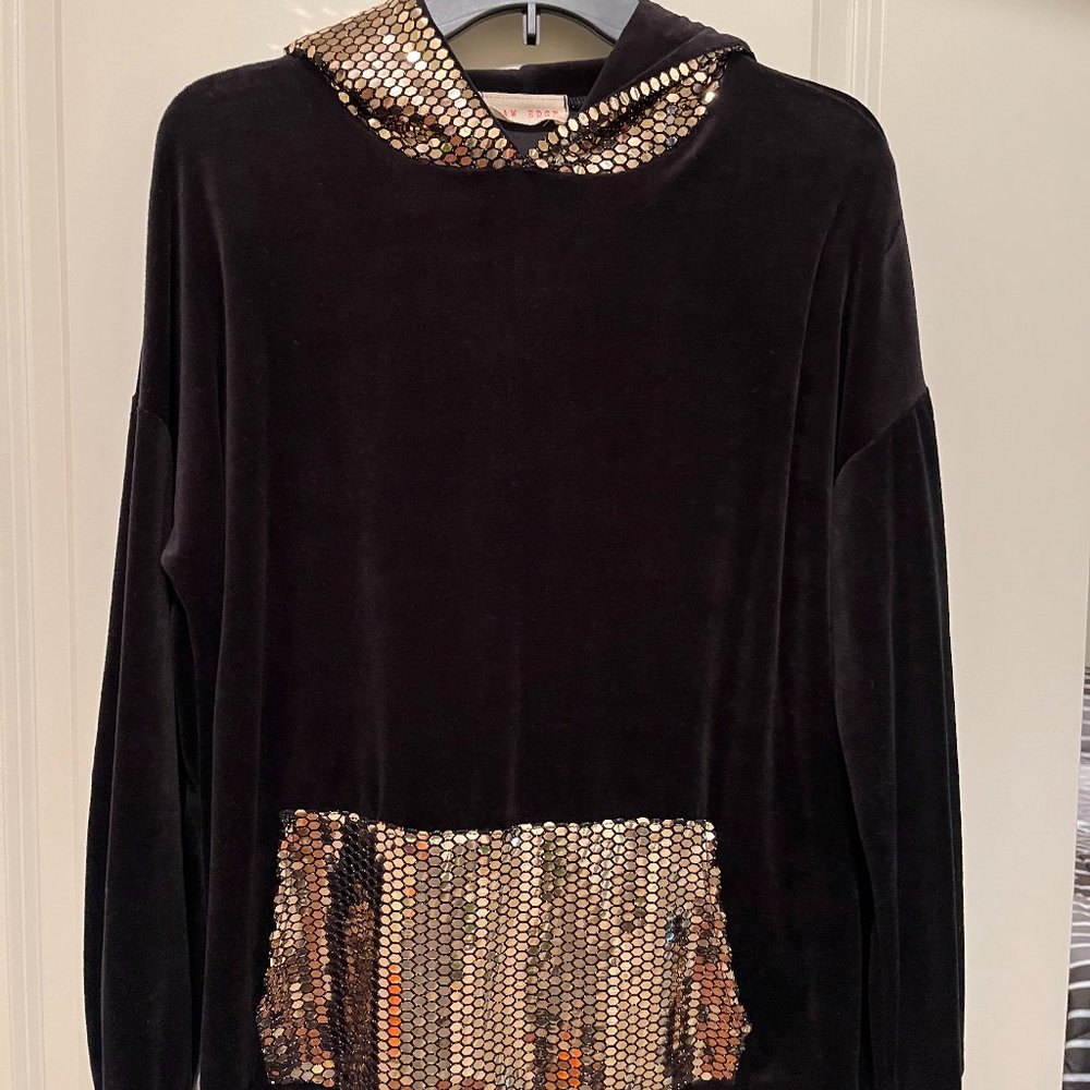Gold sequin & velvet material hoodie